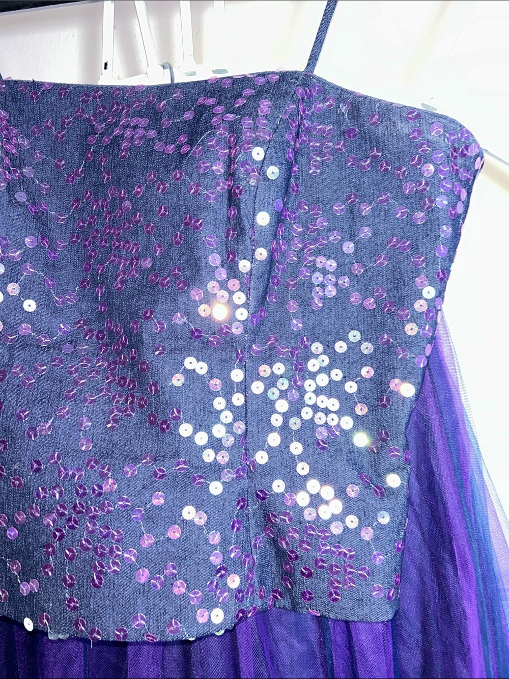 DJ Nights by Laura Ryner Two-Piece Sequin Purple & Navy Tulle Prom Gown size 3-4 - Picture 7 of 16